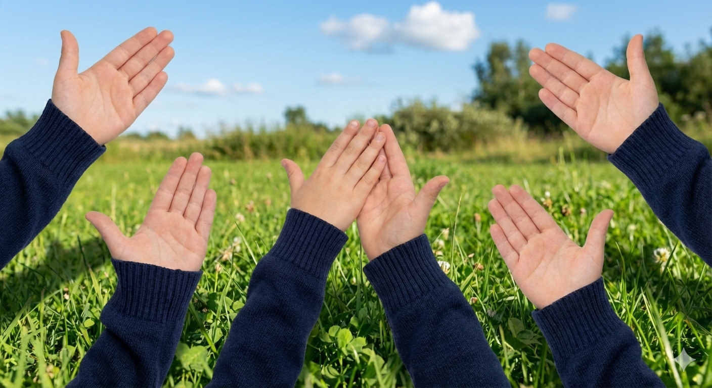 Happy student signing