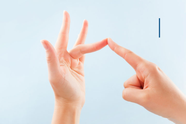 Child concentrating on signs